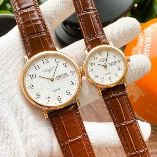 白壳 ，金壳 ，钢带20 品牌：浪琴-Longines 类型：情侣腕表 壳套：顶级版316精钢l 表带：进口小牛皮表带 316L精钢表带 机芯：进口石英机芯 镜