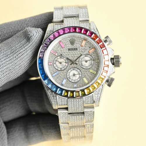 白 金+50 欧版， 满钻迪通拿 Rolex-劳力士满钻系列，耗时10个月改装满钻石男士款 搭载全自动机械机芯，精钢镶钻表壳 实心厚重钢带精选进口光彩闪耀钻 超