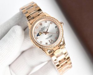 白 -金1300 钢带+50 2025年度爆款推荐最佳女款 劳力士新款R Olex 淑女珠宝系列 月[月亮]相 系列 9字位日月星辰功能 搭载原装进口Call8