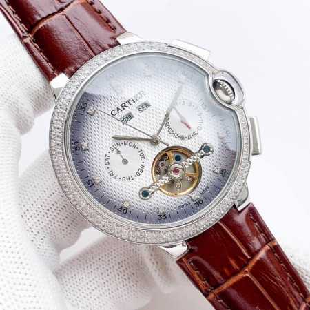 白壳 金壳 品牌 卡地亚-Cartier 类型 男士腕表 壳套 顶级版316精钢l 表带 进口小牛皮表带 机芯 全自动进口机械机芯 镜面 矿物质防刮镜面玻璃 尺 - 点击图像关闭