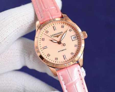 白 ，玫金 爆款主推2024最新版本 浪琴 Longines 机械女表，推出为每一位女性设计的新品，适合所有女神佩戴，在不同场景都能显示出高贵而优雅的气质，送女 - 点击图像关闭