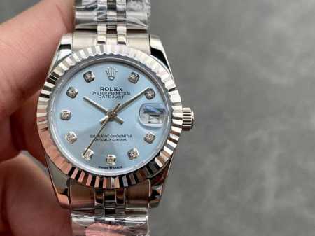 SK Factory 女款 劳力士Rolex 单历 日志型31mm 直径 31mm 机芯 搭载全自动机械机芯 圈口 劳力士RingCommand三角坑纹 光圈 - 点击图像关闭