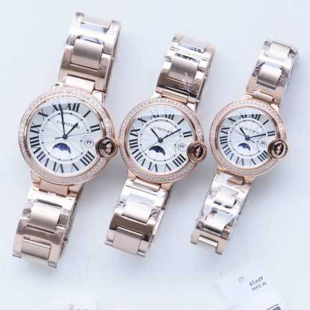钢带白光 金壳 ；单排钻+20，双排钻+40 台湾厂出品三码合一 尺寸33mm 36mm 42mm，Cartier 卡地亚蓝气球系列：最新款石英表情侣对表，三针 - 点击图像关闭
