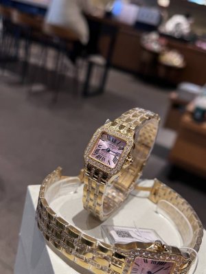 卡地亚复古山度士系列 DDD 中号尺寸：宽度26Mm长度36Mm DDD 小号尺寸：宽度21Mm长度28Mm DDD 进口石英机芯，316L精钢表壳表链。蓝晶石