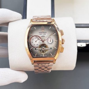 白 金 百达翡丽-patek philippe 最新多功能男士腕表 经典力作 酒桶型壳套 大气磅礴 316精钢表壳 进口牛皮表带 矿物质超强镜面 尊贵品质 奢华