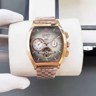 白 金 百达翡丽-patek philippe 最新多功能男士腕表 经典力作 酒桶型壳套 大气磅礴 316精钢表壳 进口牛皮表带 矿物质超强镜面 尊贵品质 奢华
