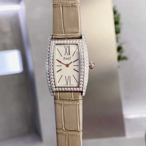 伯爵-Piaget G0A33091女士腕表，水桶形的表壳别具一格，独特的绢布表带搭配原版针扣，完美结合，尽显奢华时尚气质。原装瑞士机芯，316L精钢表壳，度1