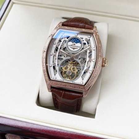精致打造 典雅高贵 浪琴-Longines 男士腕表 全自动机械机芯 矿物强化玻璃 316L精钢表壳 真皮表带 时尚风格 商务休闲 尺寸:直径42Mm 厚度12 - 点击图像关闭