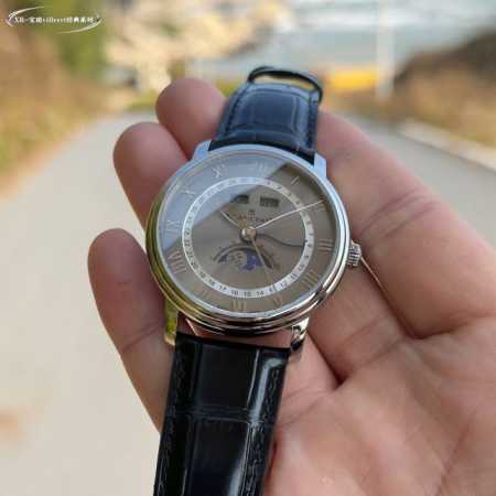 统一价， 。Xr新品宝珀Villeret经典系列6654月相腕表： 1精钢表壳，表径40Mm，表肩和表壳交接的线条明显，打磨到位。壳套饱满，光泽四溢。 2自动机 - 点击图像关闭