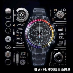 Sj出品 黑壳 钻 Blaken 劳力士 Rolex 迪通拿系列 B33 超薄升级12.3Mm最新第四代迪通拿精钢全黑款 最新碳黑真空电镀复刻版40Mm高端品质