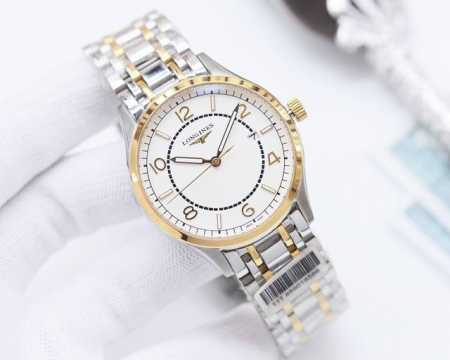 白壳 金壳 钢带10 品牌：浪琴-Longines 类型：男士腕表 壳套：顶级版316精钢l 表带：进口小牛皮表带 316L精钢表带 机芯：日本西铁城8215机 - 点击图像关闭