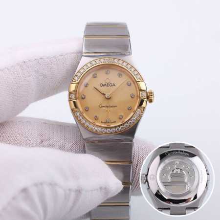 金+20钻+20新版 欧米茄 星座 蓝宝石镜面 进口石英机 28Mm - 点击图像关闭