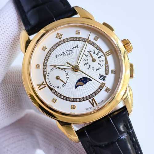 顶级复刻 白壳 金壳 Pp 最新款式 百达翡丽 Patek Philippe R68搭配进口 0多功能机芯 零返修 功能 24小时,星期，星辰，月份 进口316