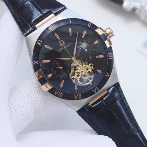 白 金 品牌：欧米茄-Omega 类型：男士腕表 壳套：顶级版316精钢L 表带：进口小牛皮表带 机芯：全自动机械机芯 镜面：矿物质防刮镜面玻璃 尺寸：直径42
