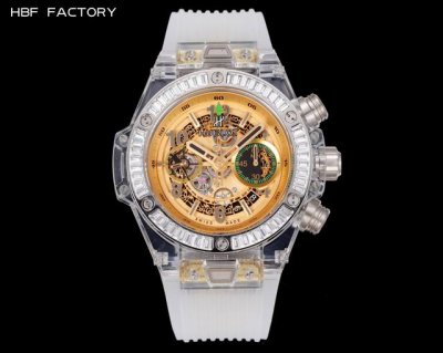 Hbf Factory 恒宝Hublot 宇舶表年度最佳复刻作品 宇舶Big Bang系列411.Jx.4802.Rt“全透明腕表” 精彩细节 1.还原正品表盘