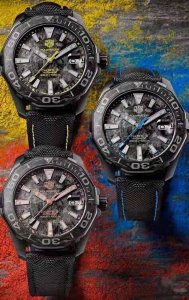 新款泰格豪雅碳纤维到货！年终巨献！结合碳元素、钛元素、陨石元素三大元素为主题，以黑色为主色调，再以蓝色、黄色、玫瑰金于黑色中亮起，鲜活明亮！表壳与表扣为主的钛合