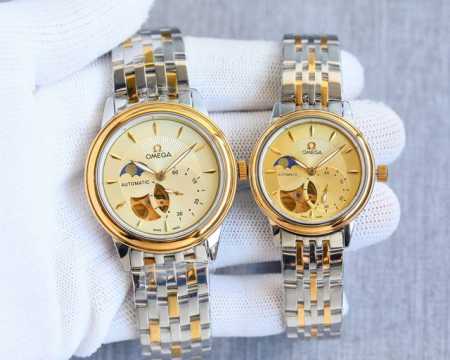 皮带 钢带 品牌：欧米茄 Omegaxt2 系列：蝶飞情侣时尚腕表 机芯：西铁城82S7机芯零返修 壳套：316精钢材质 蓝宝石玻璃 皮带：牛皮皮带 针扣 尺寸 - 点击图像关闭