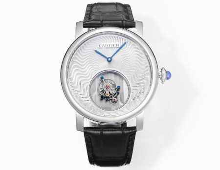 V2版 卡地亚 Cartier 1.陀飞轮颜色电镀白色，对版原装 2.客套比一代薄约1Mm 卡地亚双重神秘悬浮陀飞轮 卡地亚制表大师采用一枚经防眩处理的蓝宝石水 - 点击图像关闭