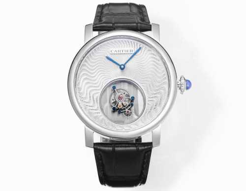 V2版 卡地亚 Cartier 1.陀飞轮颜色电镀白色，对版原装 2.客套比一代薄约1Mm 卡地亚双重神秘悬浮陀飞轮 卡地亚制表大师采用一枚经防眩处理的蓝宝石水