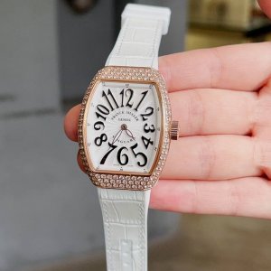 法兰克 穆勒 Franck Muller V32 Sc Dt系列 40*35*11Mm 进口石英机芯 镀膜玻璃 镶钻壳身 牛皮表带底部橡胶