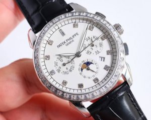 白壳 金壳 新品百达翡丽 Patek Philippe 复杂功能系列男士腕表 奢华优雅 经典的设计无惧时间的考验 镶嵌施华洛钻作为刻度更显示出华贵气质 搭载原装