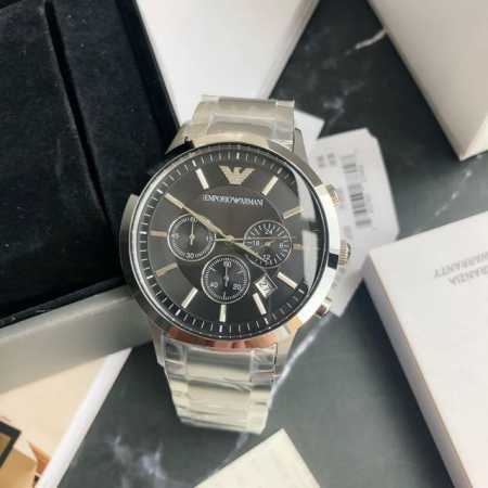 阿玛尼-Renato系列 Ar2434 时尚男表尊贵钢铁王子 深邃而优雅的黑色大表盘三眼多功能商务石英腕表 表盘直径43Mm 表盘厚度11Mm ， - 点击图像关闭