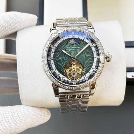 皮 钢 百达翡丽-Patek Philippe精品男士腕表 尊贵大气 绅士风范 高端矿物质防刮镜面玻璃 耐磨316L精钢表壳 耐磨进口小牛皮表带 全自动进口机械 - 点击图像关闭
