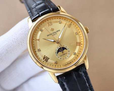 白 -金 。 再次升级 2024百达翡丽patek Philippe男士腕表．腕表月相系列,秉持了百达翡丽的一贯传统，更唯美的结合了6字位日历与被表友热捧的日月 - 点击图像关闭