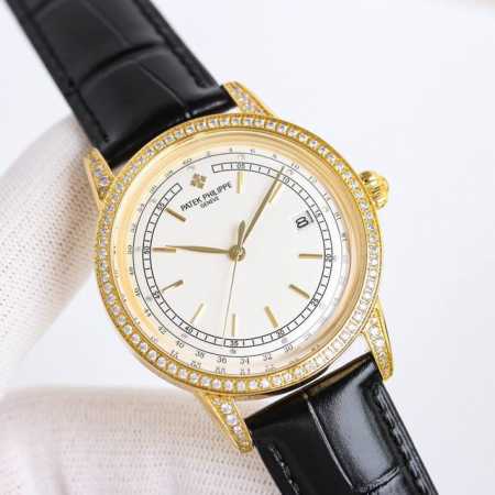 简约大气 白钻壳 金玫钻壳 百达翡丽-Patek Philippe-火热新款式，新款锅盖，耗时长达8个月！超薄男士自动机械腕表，采用进口原装9015机芯，每小时 - 点击图像关闭