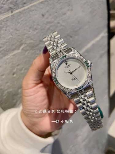 满钻壳 白 金 劳力士 日志 系列经典女款 实芯钢带-原装压扣 进口机芯 小红书火爆推荐 设计显出独特高贵优雅女神气质！316精钢表壳搭配施华洛世奇水晶钻石，纯