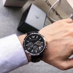 Armani阿玛尼Ar2432 2433 2447 2473。多功能三眼计时男士腕表 搭载多功能跑秒石英机芯，强大的分针计时 秒表计时 24小时同步，矿物质玻璃