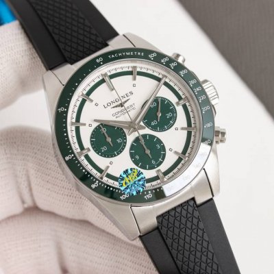 胶带 ，钢带 Tw浪琴 Longines-浪琴康卡斯悦动计时系列 浪琴熊猫眼 机芯采用丹东7750三位小秒，九位计分，六位计12时，功能全面对版，品质保证 非小