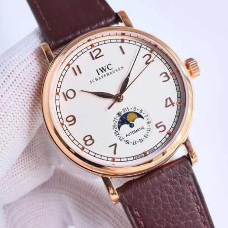SJ出品 白壳 金壳 IWC 万国 首推柏涛菲诺系列LP2 指针式日历功能，最受欢迎的简洁，优雅，大气的正装风范手表！6字位表盘为最新日历盘！ 表壳 39毫米的 - 点击图像关闭