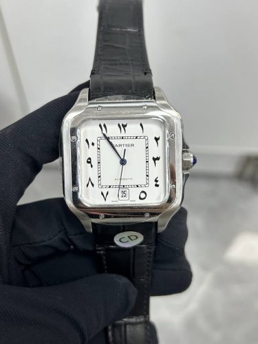 Cartier Santos Automatic Machine 卡地亚山度士系列，全自动机械表，男士腕表！ 阿拉伯数字。