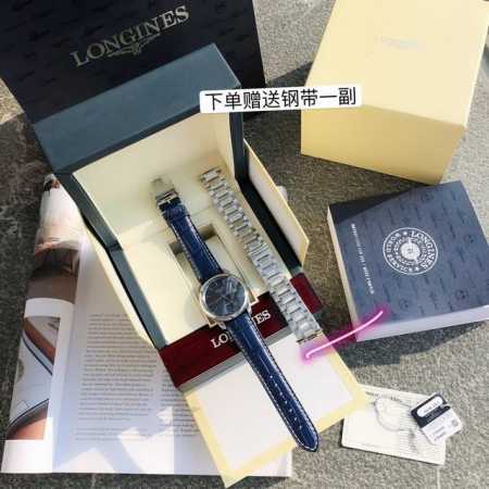 顶级牛货 浪琴 名匠系列 原装 百年经典 超薄设计风格呈现佩戴者腕上十足的简约品质 原装美洲鳄鱼皮表带 赠送钢带 表径40Mm 银色三折式安全表扣和按压式开启装 - 点击图像关闭