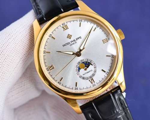 经典呈现 白 金 爆款升级 百达翡丽patek Philippe男士腕表．腕表月相系列,秉持了百达翡丽的一贯传统，更唯美的结合了6字位日历与被表友热捧的日月星相