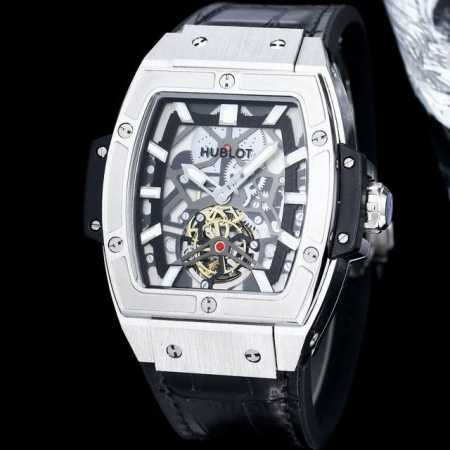 白 钛黑玫 Hublot 宇舶 精品男士腕表，六字位飞轮设计，技艺精湛，独具匠心，尊贵大气，绅士风范。采用高品质机械机芯，顶级316精钢表壳，进口小牛皮表带，矿 - 点击图像关闭