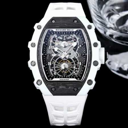 Richard Mille 理查米尔 Rm21-01系列 搭载全自动进口机械机芯 尺寸40X50X16Mm 碳纤维材质打造的表圈和表柱作为架构支撑，进一步加固其 - 点击图像关闭