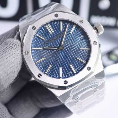白 玫 新版爱彼41Mm48色可选 50周年纪念款15510系列最高版 市场上唯一和原版配件通用互换版本，表盘“大网格纹”装饰图案“搭配白金立体夜光时标 和新版 - 点击图像关闭