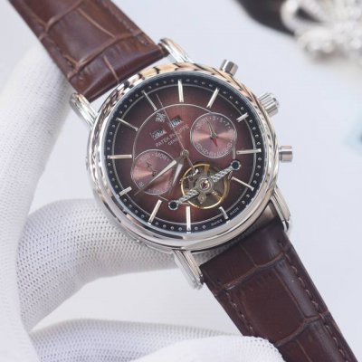 尊享价： 品牌：百达翡丽-patek philippe 类型：男士腕表 壳套：顶级版316精钢L 表带：进口小牛皮 316精钢表带 机芯：全自动进口机械机芯 镜