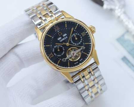 尊享价： 品牌：欧米茄-Omega 类型：男士腕表 壳套：顶级版316精钢l 表带：进口小牛皮表带 机芯：全自动机械机芯 镜面：矿物质防刮镜面玻璃 尺寸：直径4 - 点击图像关闭