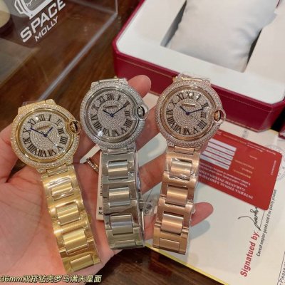 白钻 金钻 实拍卡地亚蓝气球满天星罗马面到货！经典出品 钢带版 专柜同步双排钻四角小钻颗颗饱满 全手工镶嵌满天星钻石面 奢华唯美 瑞士石英机芯 百搭尺寸36Mm
