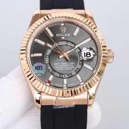 新品劳力士Rolex Sky-Dweller 天行者！ 表壳 尺寸42Mm，沉稳可靠、雍容大度！表圈采用劳力士Ring Command三角坑纹，旋转外圈可调转月