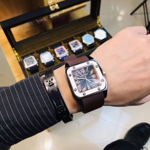 卡地亚 山度士 Cartier316钢壳，山度士进口石英机芯镀膜玻璃镜面男装 39Mm 男神必备 时尚 帅气 你值得拥有