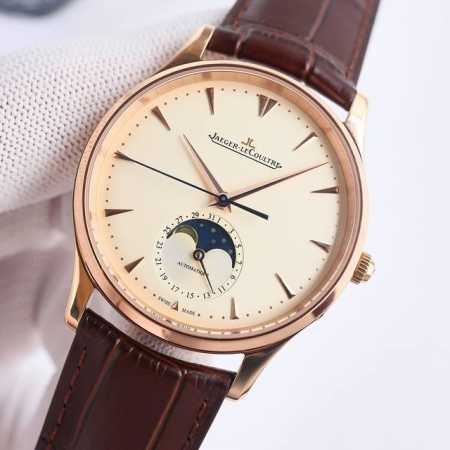 白 金 Wf 积家 Jl 月相大师系列 正装男表Q1368420.Pb1 表壳直径39Mm，厚度9.9Mm 数控精雕3D立体月相盘，完美还原原装！搭载Cal.9 - 点击图像关闭
