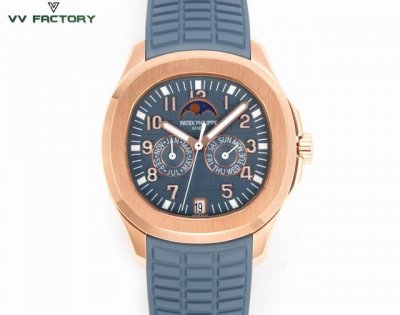 统一价： Vv Factory 2025最新款 百达翡丽Aquanaut系列推出首款新增便捷实用的复杂功能腕表 5261-001 笑脸雷王 1 原装对版氟橡胶带