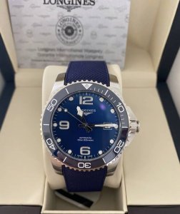 Longines浪琴 康卡斯潜水系列 自动机械机芯 日期显示 300米防水 男表 瑞表 41Mm 蓝色表盘 精钢陶瓷精钢表壳 橡胶表带