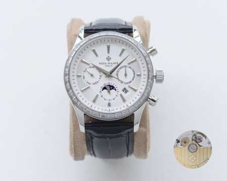 白 金玫 。百达翡丽-Patek Philippe复杂系列六针男表多功能腕表！搭载原装进口 0月相功能机芯机械表表盘上采用皮皮钻作为刻度更显示出这款腕表的华贵气 - 点击图像关闭