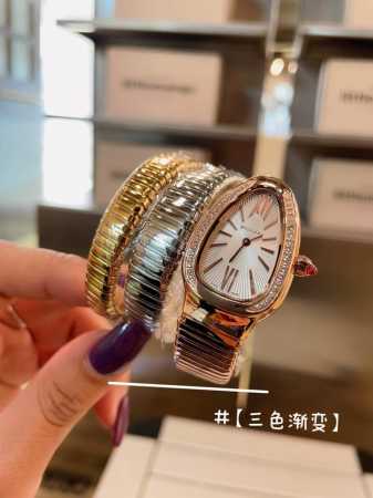 三色渐变 黑金 光 钻+20 Bvlgari 宝格丽 升级版本，采用进口瑞士机芯，表壳表带精钢材质，表把头升级与原版颜色形状完全吻合。完美复刻蛇形经典，精致细腻 - 点击图像关闭