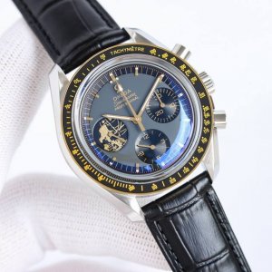 Sj出品 皮带款 钢带 全新 欧米茄 Omega 超霸阿波罗11号霸气登场 专业月球表 Ob2 超霸系列 表壳 表壳背部采用naiad锁扣技术，确保雕刻文字始终